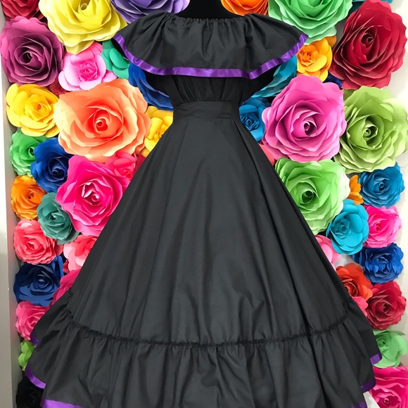 Mexican black skirt with top handmade beautiful -Frida Khalo style- woman’s - Picture 2 of 5